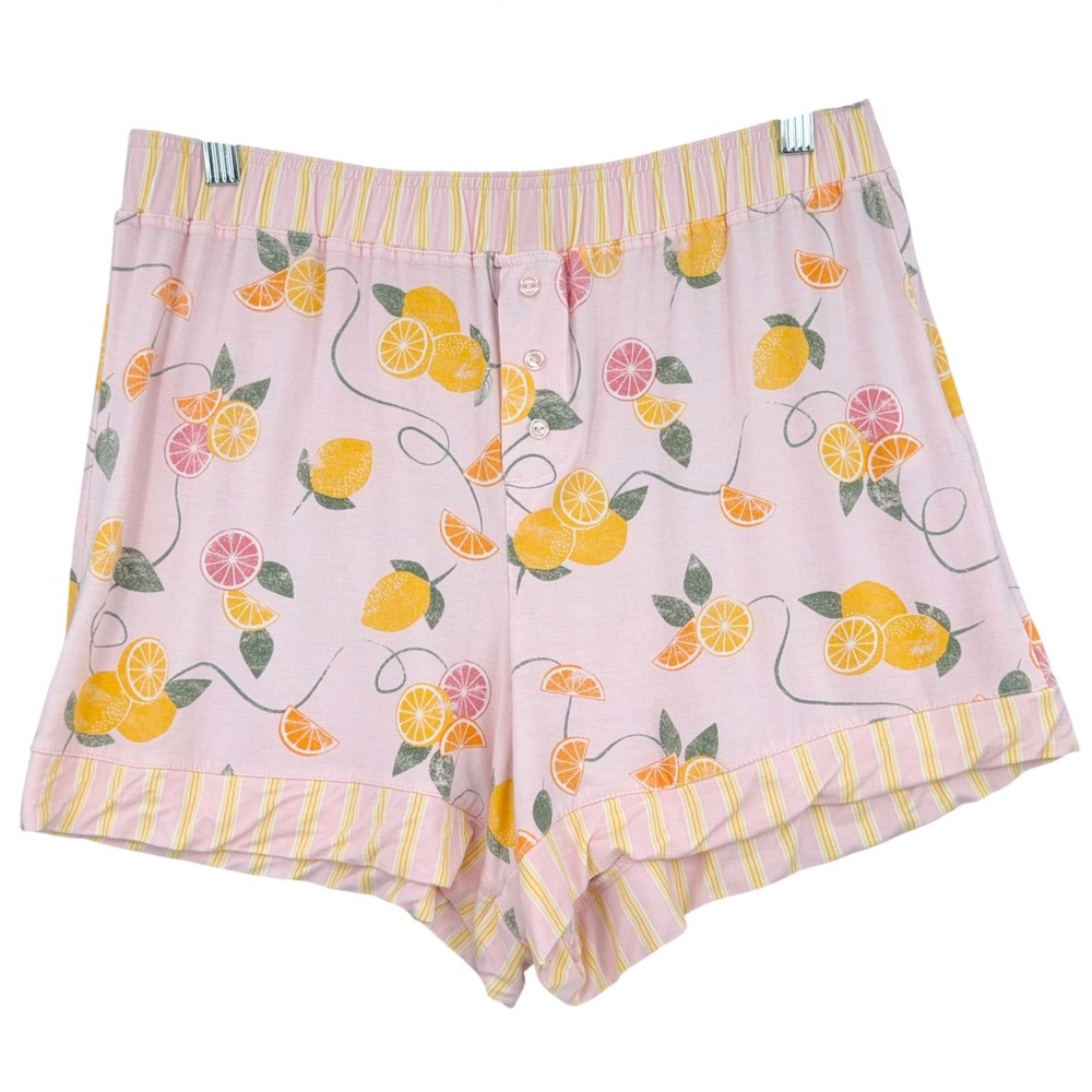 Como Sleep Pajama Shorts Women Medium Bamboo Spandex Pink Citrus CS14900-BC483TJ